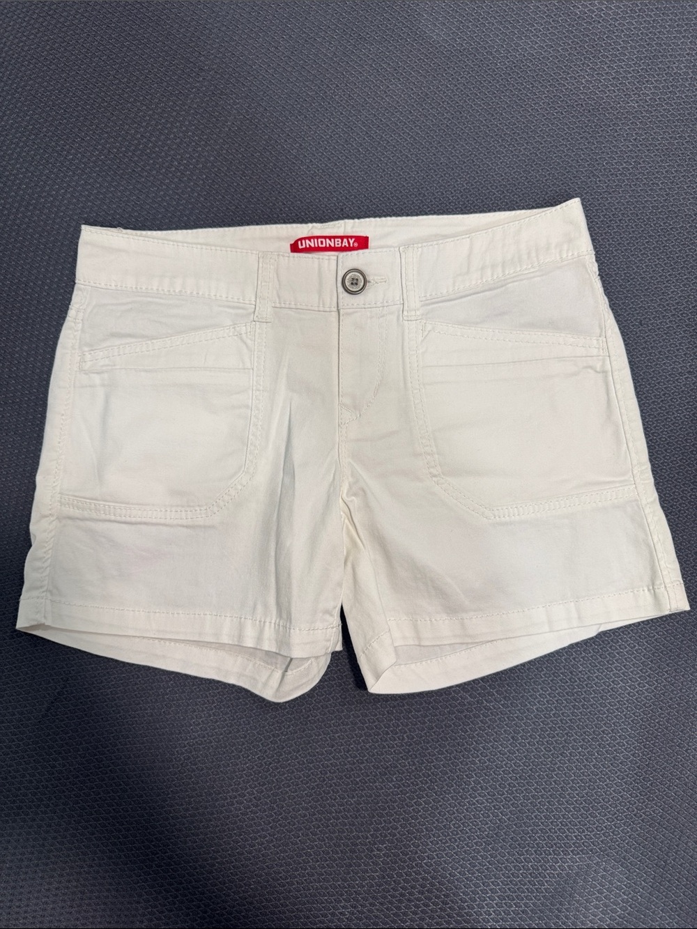UNIONBAY Women's White Cotton Utility Jean Shorts